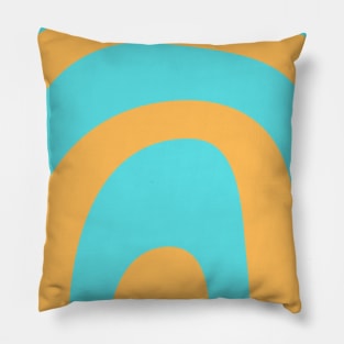 Boho orange and baby blue rainbow pattern Pillow