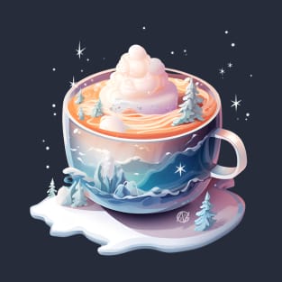 Cappuccino in a dreamy snowy landscape T-Shirt