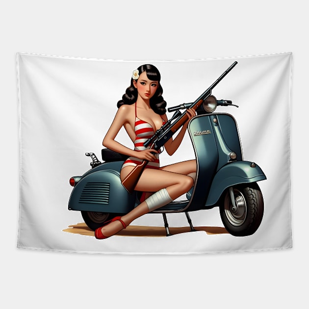 Scooter Girl Tapestry by Rawlifegraphic