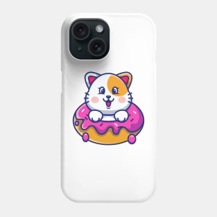 Cute baby cat with doughnut cartoon Phone Case