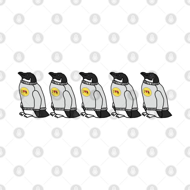 Animals in Clothes Five Sweater Penguins by ellenhenryart