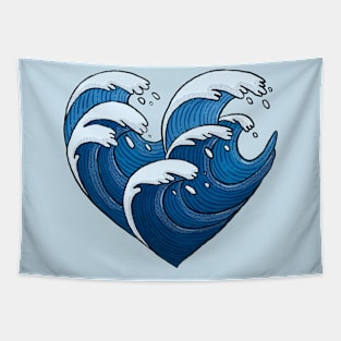 Waves Heart Tapestry