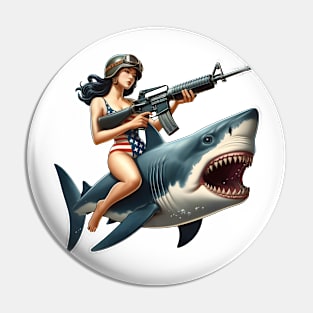 Tactical Girl and Shark Pin