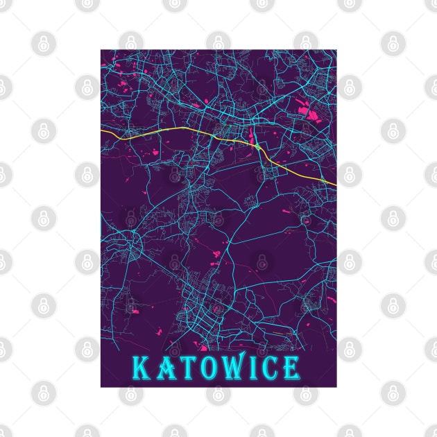 Katowice Neon City Map by tienstencil