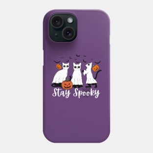 Stay Spooky Halloween Cats Funny Cat Ghost Pumpkin Phone Case