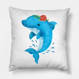 Cute Dolphin Jumping - Cute animal cartoon Pillow