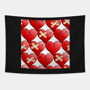 broken hearts pattern on white Tapestry