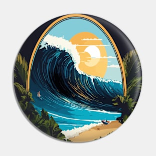 Beach wave t-shirt Pin