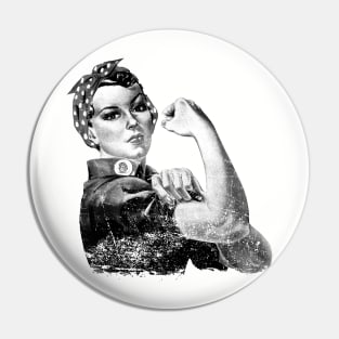 Classic Aged Look Rosie the Riveter Monochrome Pin