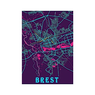 Brest Neon City Map, Brest Minimalist City Map Art Print T-Shirt