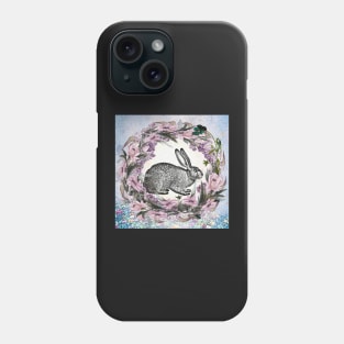 Spring Rabbit in Flower Wreath, Pretty for Floral Spring Easter Bunny Phone Case