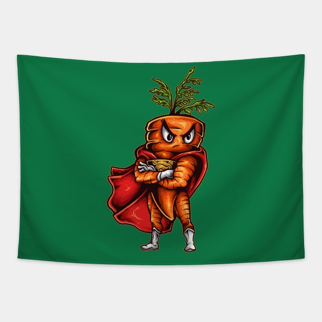 carrot superhero Tapestry by Mako Design 