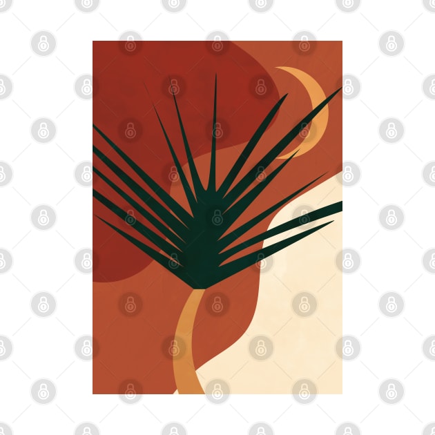 Abstract Plant, Moon, Botanical, Terracotta Wall Art, Modern Boho Style by Colorable