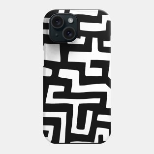 African Contemporary Kuba - Black White Phone Case