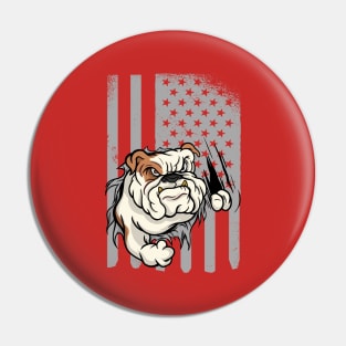 Bulldog American Flag Pin