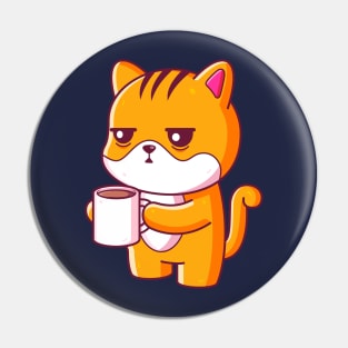 Cute cat drinking coffee Pin