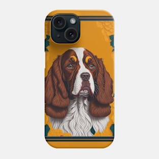 Dogs, spaniel and flowers, dog, style vector (yellow version spaniel) Phone Case