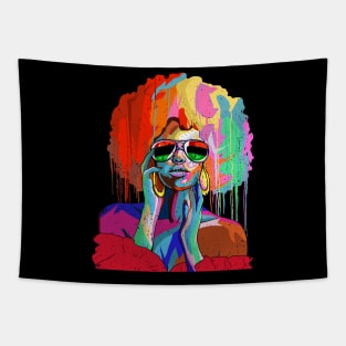 Juneteenth Black Women Afro Hair Pop Art Black History Tapestry