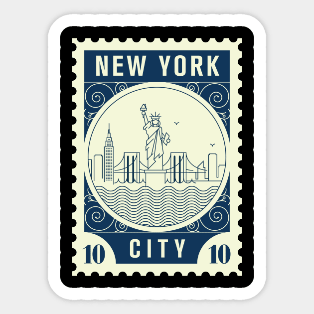 New York Stamp Design - New York - Sticker