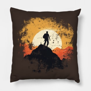 Hiking Mountains Vintage Design Pillow