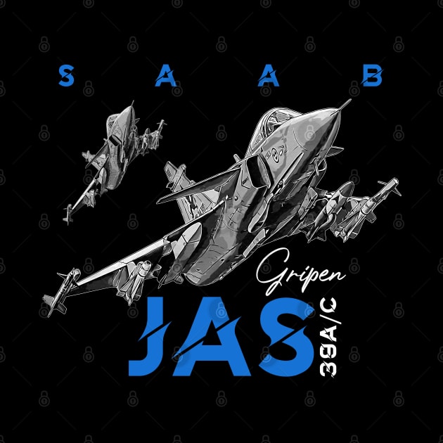 Saab JAS39 Gripen Swedish Aircraft by aeroloversclothing