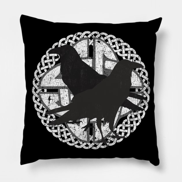 Odin's Ravens Huginn & Muninn Pillow by LittleBean