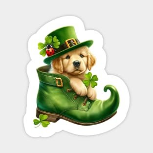 Golden Retriever Dog Shoes For Patricks Day Magnet