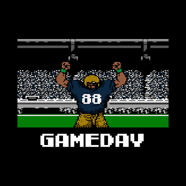 Blue and Gold Football Gameday Retro 8 Bit Linebacker by SLAG_Creative