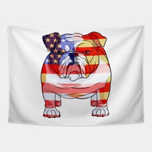 English Bulldog 4th Of July American Flag Tapestry