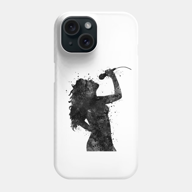 Girl Singing Black and White Silhouette Phone Case by LotusGifts