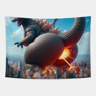 godzilla destroying the city Tapestry