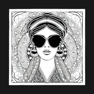 Cool vintage woman with sunglasses | T-Shirt