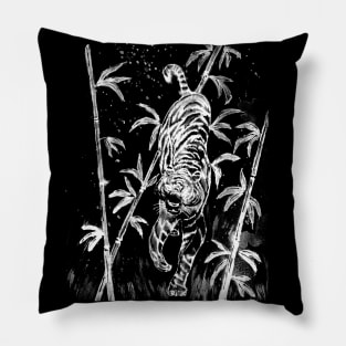 White Lines Tiger and Bamboo Pillow