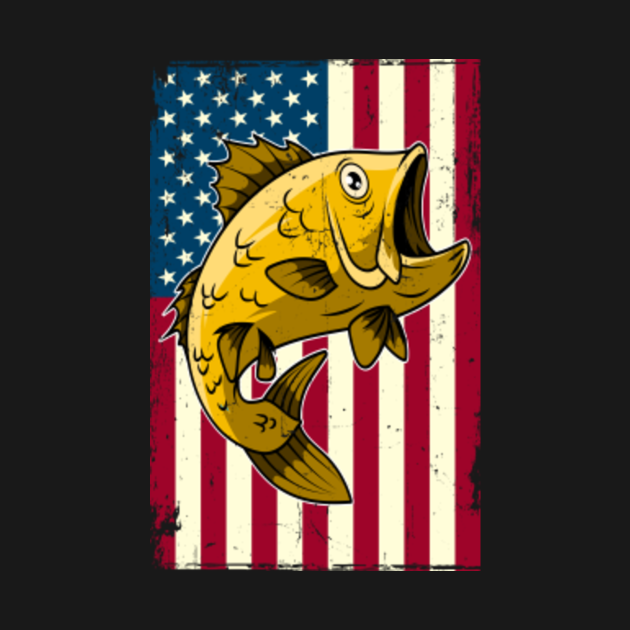 Fishing American Flag - USA Gifts - Fishing American Flag - T-Shirt ...