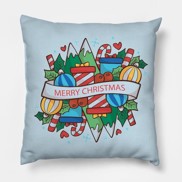 Mery Christmas Lovely Design Pillow by Mako Design 