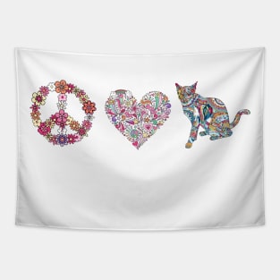 Peace, Love, Kitty Cat Tapestry