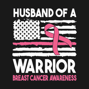 America US Flag Husband Of A Warrior Breast Cancer Awareness T-Shirt