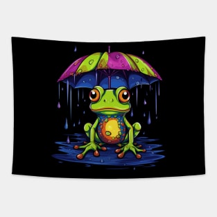 Frog Rainy Day With Umbrella Tapestry