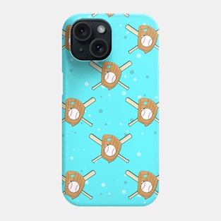 Baseball Symbols - Seamless Pattern on Sky Blue Background Phone Case