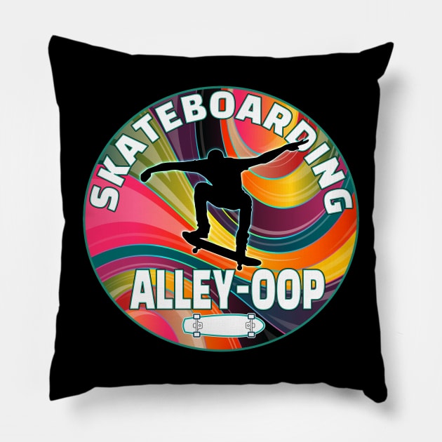 Skateboarding Alley Oop Pillow by Ashley-Bee