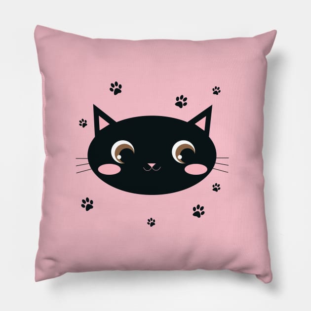 Black Cat Face Pillow by Family shirts