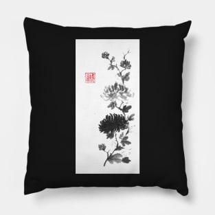 Flower scroll of light and shadow sumi-e painting Pillow