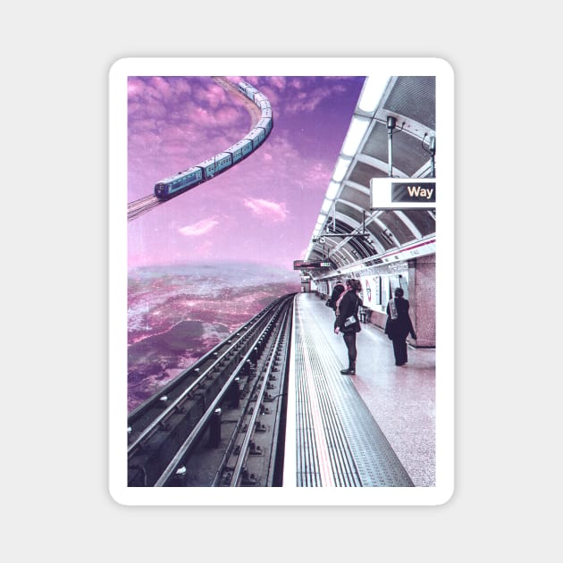 Sky Train - Space Aesthetic, Retro Futurism, Sci Fi Magnet by jessgaspar