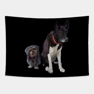 scary black and cute dogs Tapestry