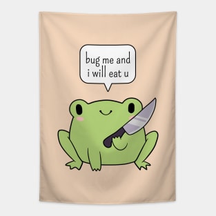 Cute frog with a knife Tapestry