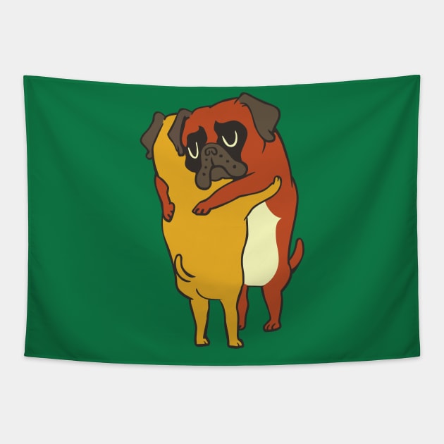 Boxer Hugs Tapestry by huebucket