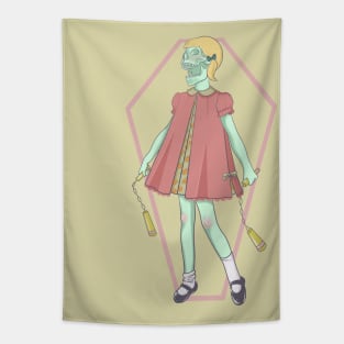 Nunchuck skull girl Tapestry