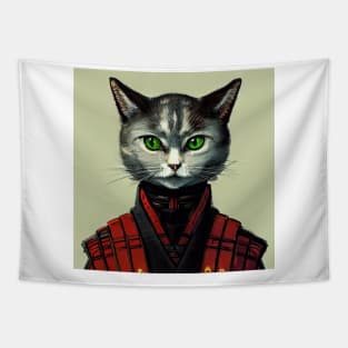 Cat Ninja Samurai Cute Armor Neko Tapestry