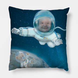 Baby Astronaut with Teddy Bear Pillow