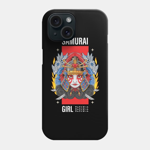 Flamboyant Samurai Girl Japanese Design Phone Case by Ampzy